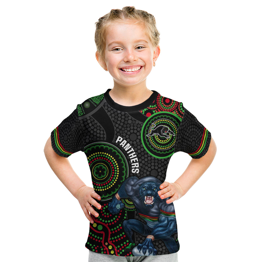 Custom NRL Panthers Kid T Shirt Indigenous Penrith Dynamic Black Version - Vibe Hoodie Shop