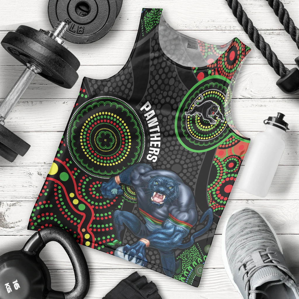 Custom NRL Panthers Men Tank Top Indigenous Penrith Dynamic Black Version - Vibe Hoodie Shop