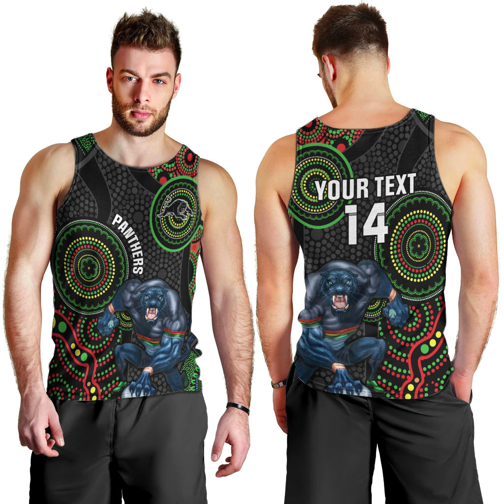 Custom NRL Panthers Men Tank Top Indigenous Penrith Dynamic Black Version - Vibe Hoodie Shop
