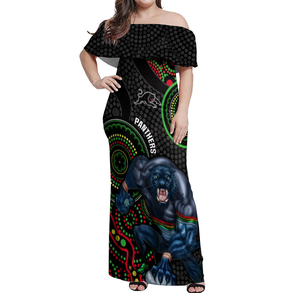 custom-nrl-panthers-off-shoulder-maxi-dress-indigenous-penrith-dynamic-black-version