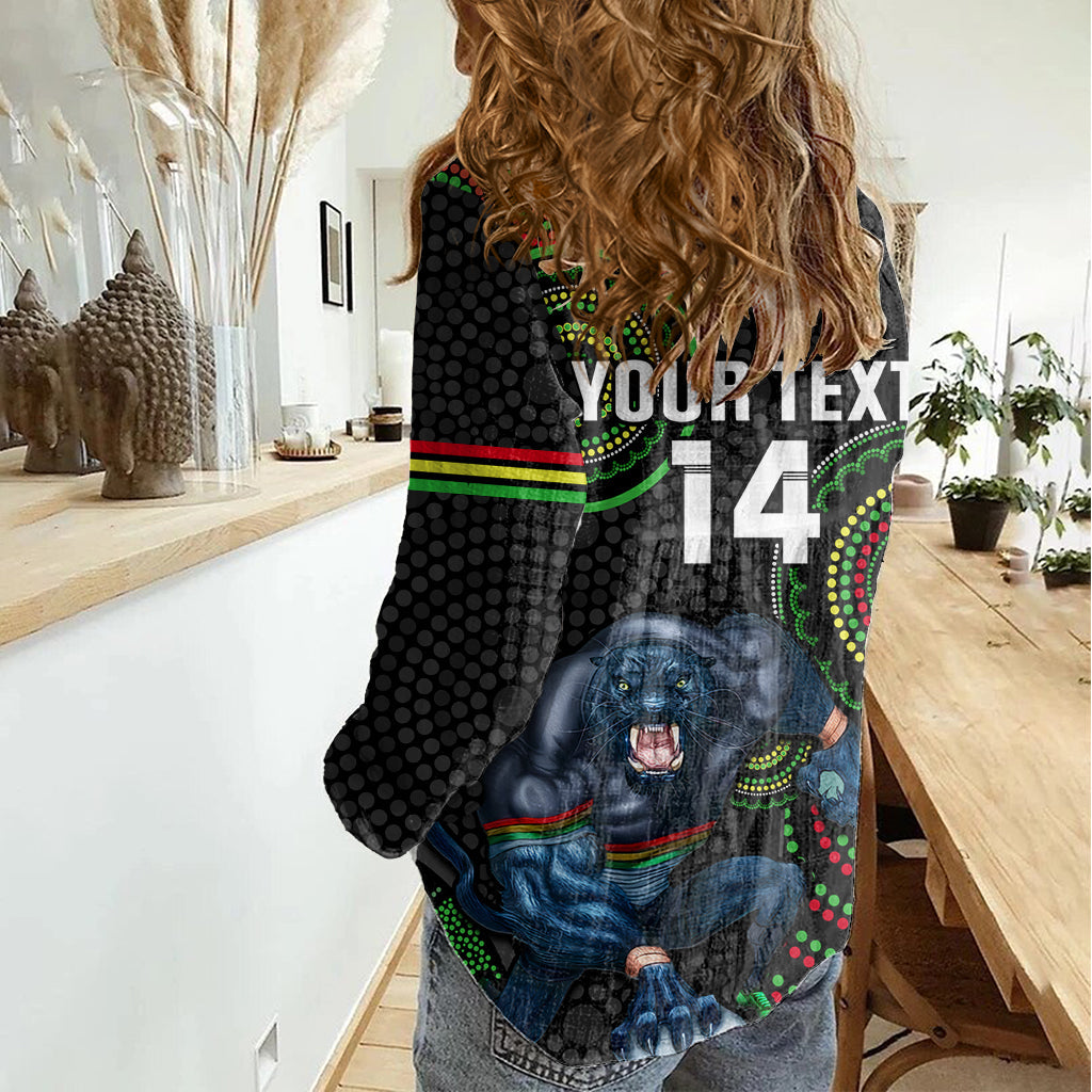 Custom NRL Panthers Women Casual Shirt Indigenous Penrith Dynamic Black Version - Vibe Hoodie Shop
