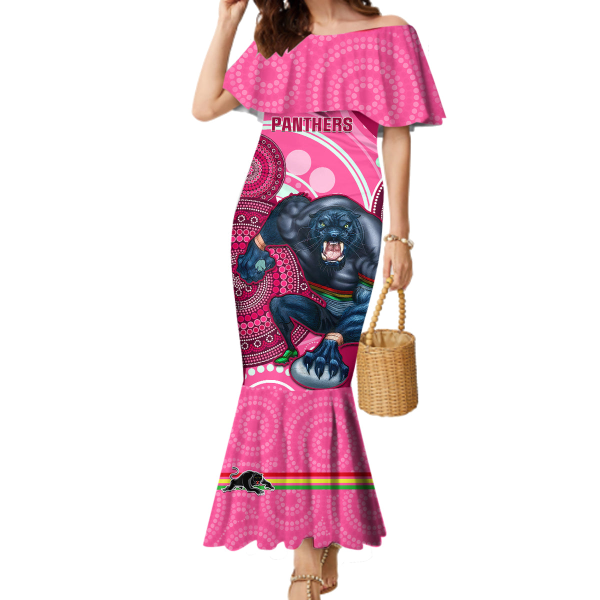 custom-nrl-panthers-family-matching-mermaid-dress-and-hawaiian-shirt-indigenous-penrith-dynamic-pink-version