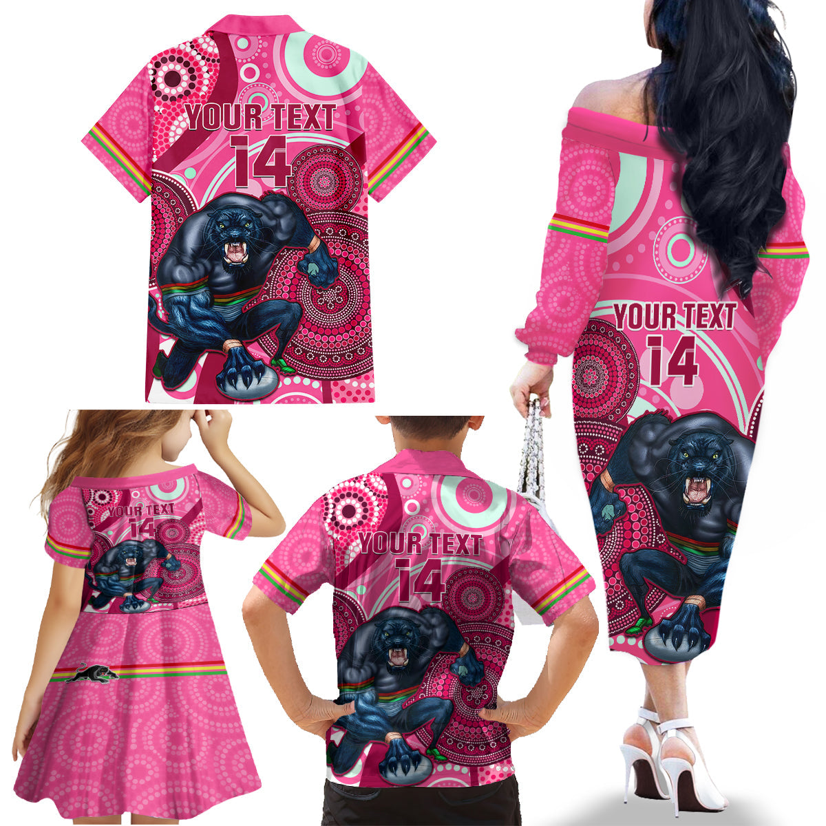 custom-nrl-panthers-family-matching-off-shoulder-long-sleeve-dress-and-hawaiian-shirt-indigenous-penrith-dynamic-pink-version