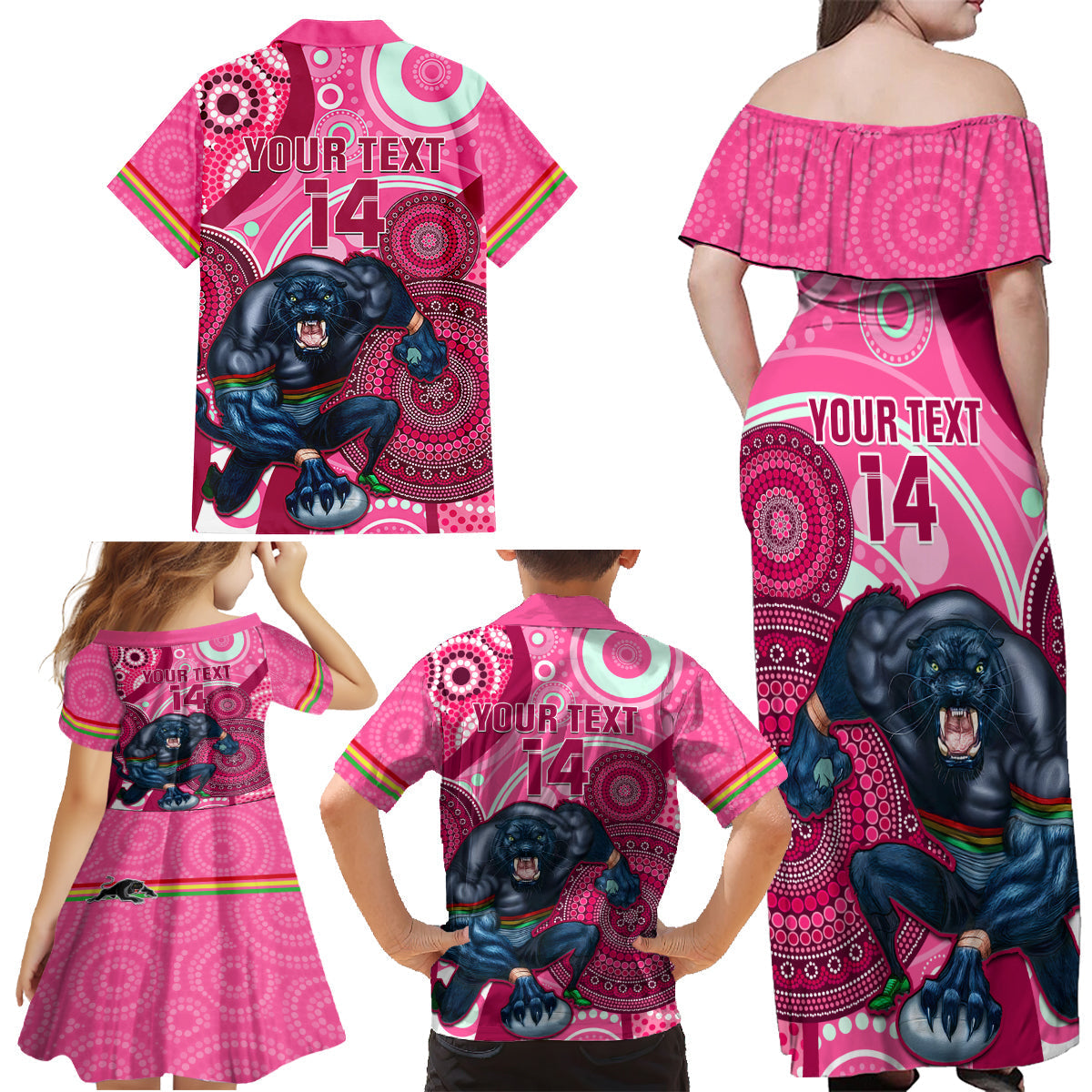 custom-nrl-panthers-family-matching-off-shoulder-maxi-dress-and-hawaiian-shirt-indigenous-penrith-dynamic-pink-version