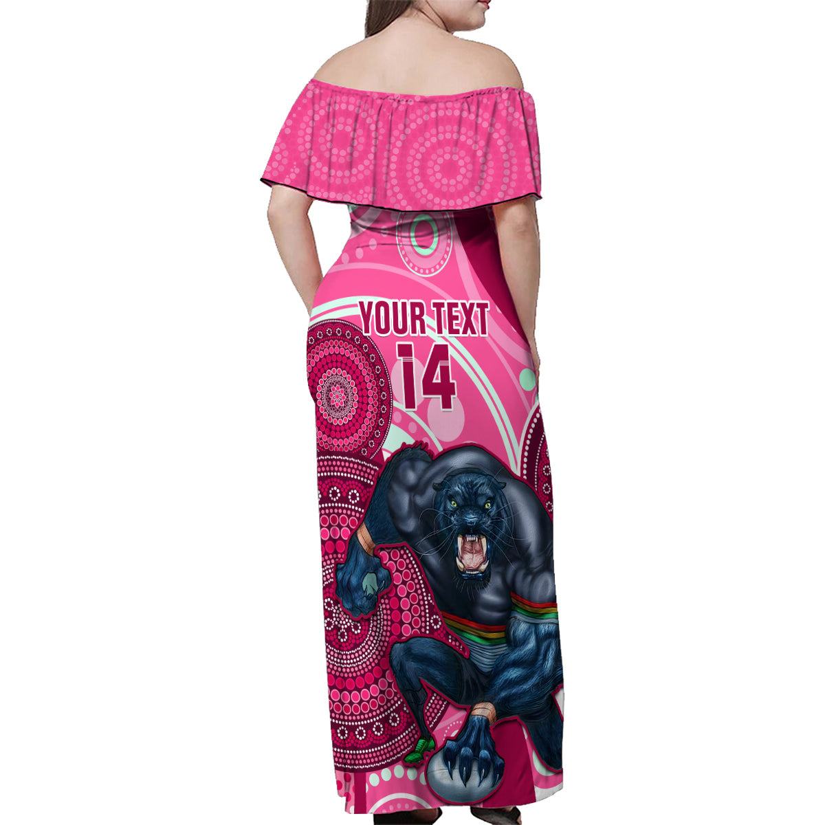 custom-nrl-panthers-family-matching-off-shoulder-maxi-dress-and-hawaiian-shirt-indigenous-penrith-dynamic-pink-version