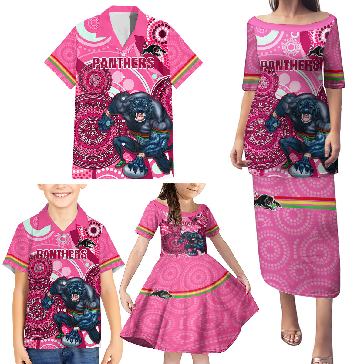 custom-nrl-panthers-family-matching-puletasi-dress-and-hawaiian-shirt-indigenous-penrith-dynamic-pink-version