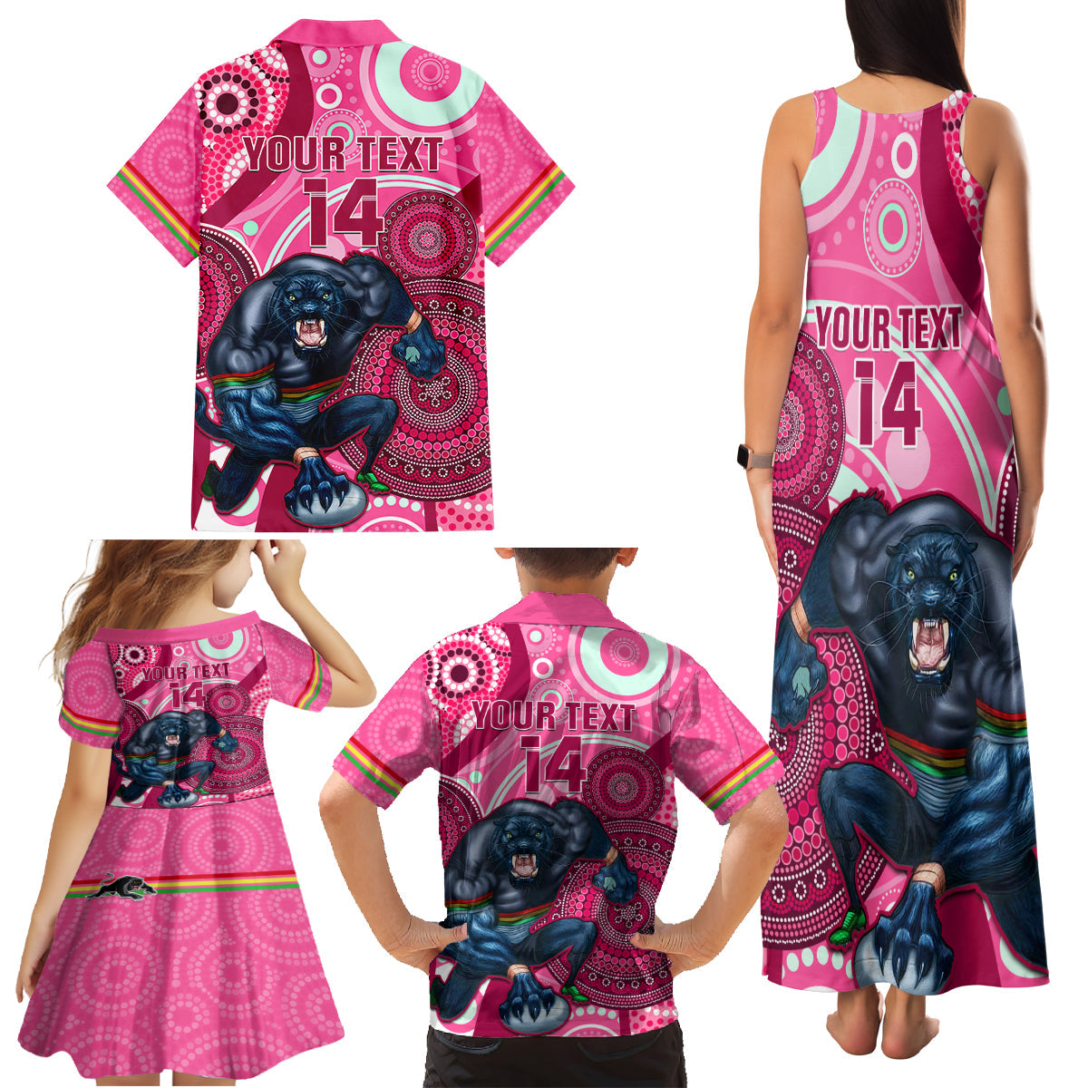 custom-nrl-panthers-family-matching-tank-maxi-dress-and-hawaiian-shirt-indigenous-penrith-dynamic-pink-version