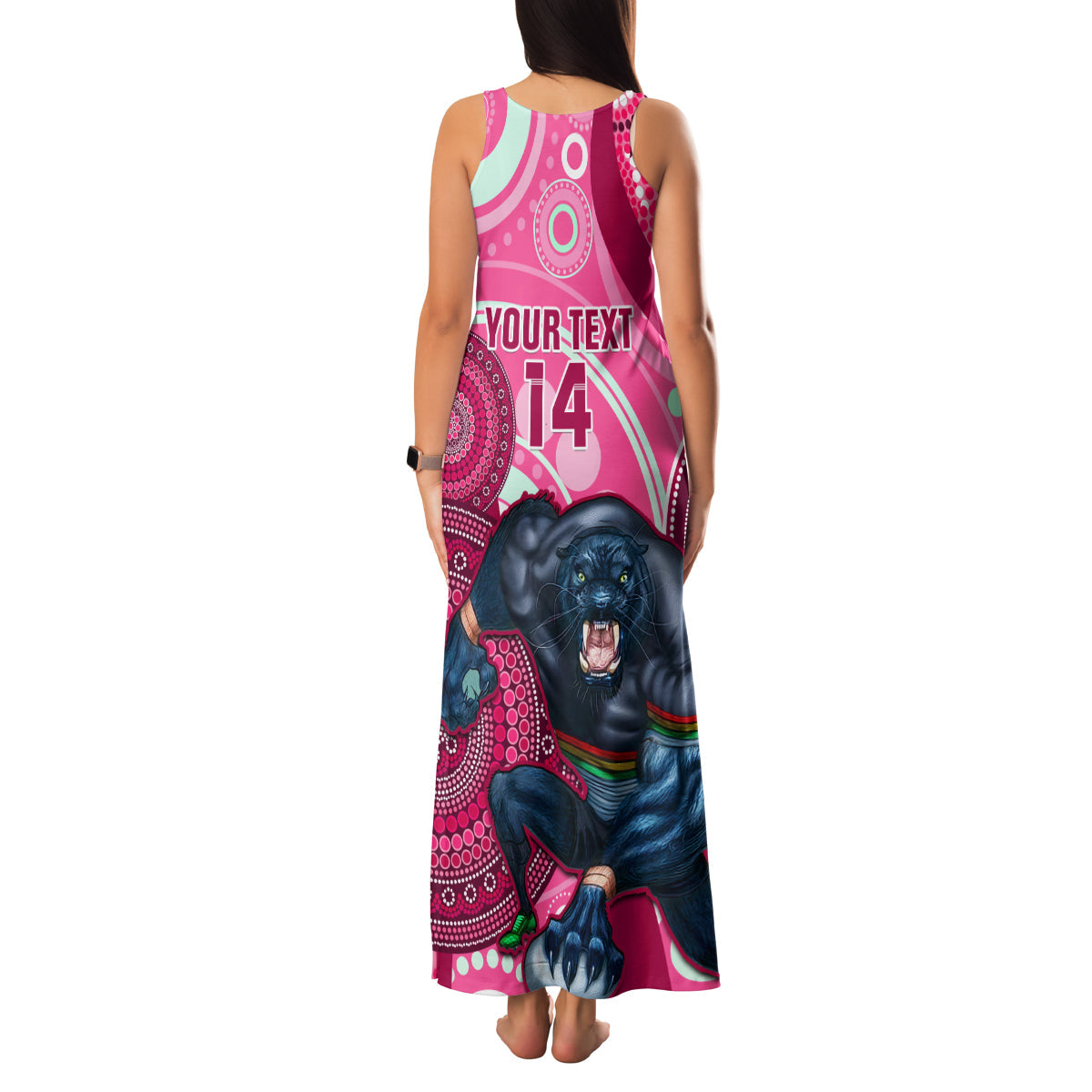 custom-nrl-panthers-family-matching-tank-maxi-dress-and-hawaiian-shirt-indigenous-penrith-dynamic-pink-version