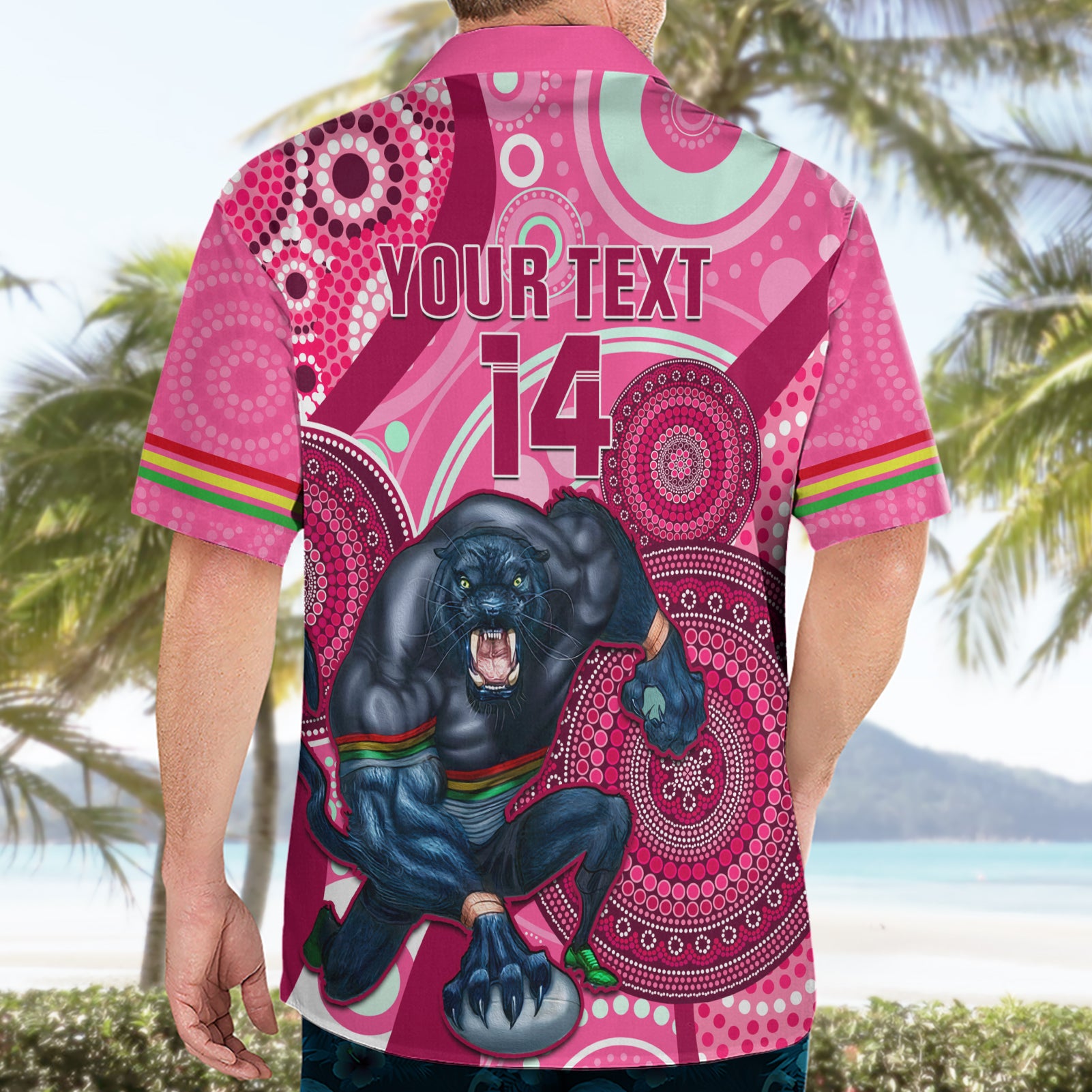 Custom NRL Panthers Hawaiian Shirt Indigenous Penrith Dynamic Pink Version - Vibe Hoodie Shop