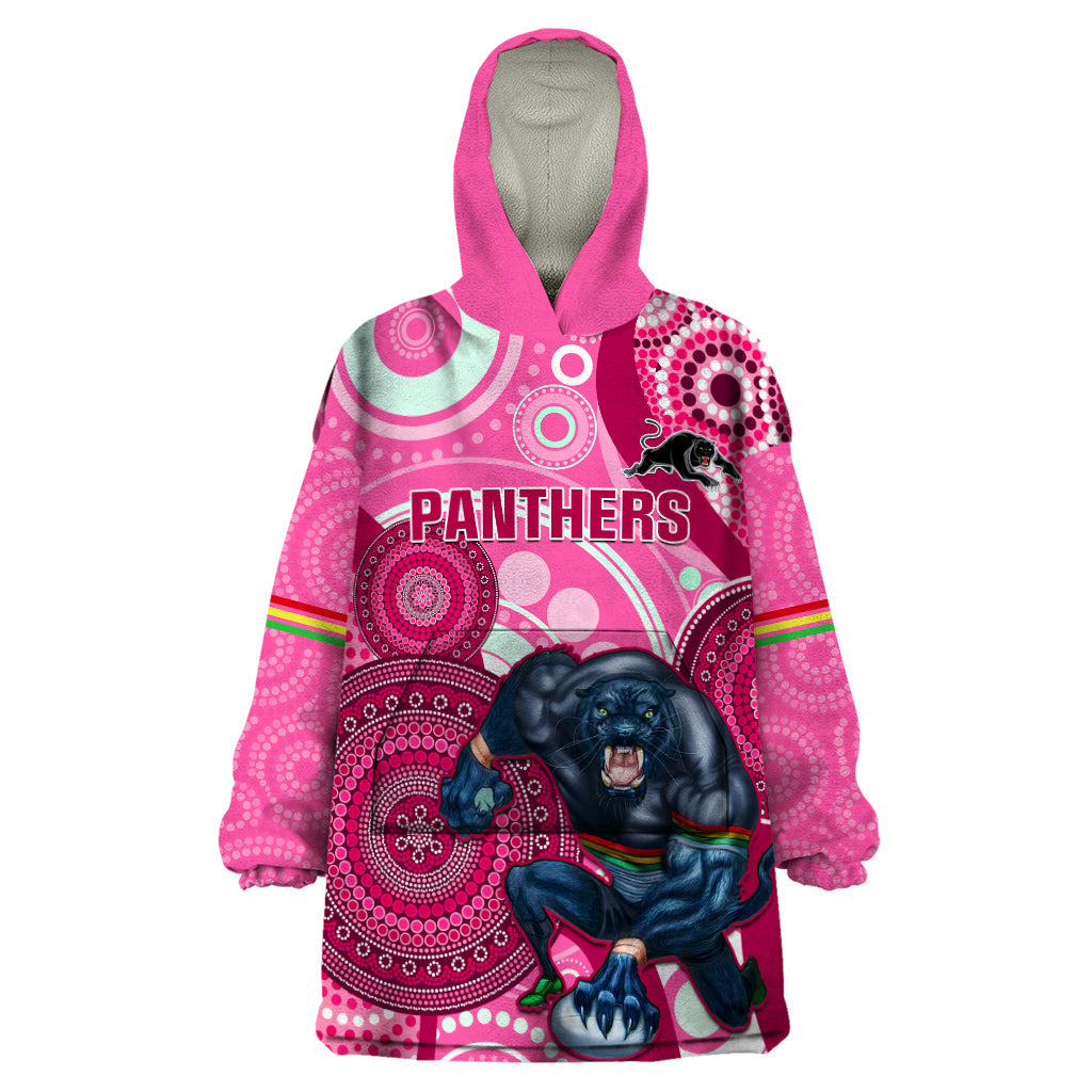 Custom NRL Panthers Wearable Blanket Hoodie Indigenous Penrith Dynamic Pink Version - Vibe Hoodie Shop