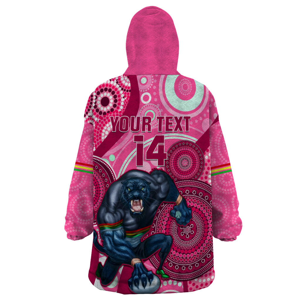 Custom NRL Panthers Wearable Blanket Hoodie Indigenous Penrith Dynamic Pink Version - Vibe Hoodie Shop