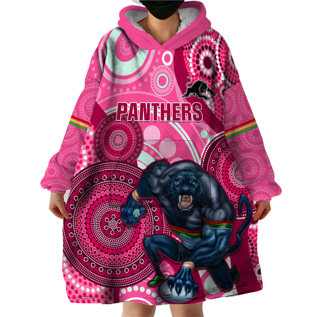 Custom NRL Panthers Wearable Blanket Hoodie Indigenous Penrith Dynamic Pink Version - Vibe Hoodie Shop