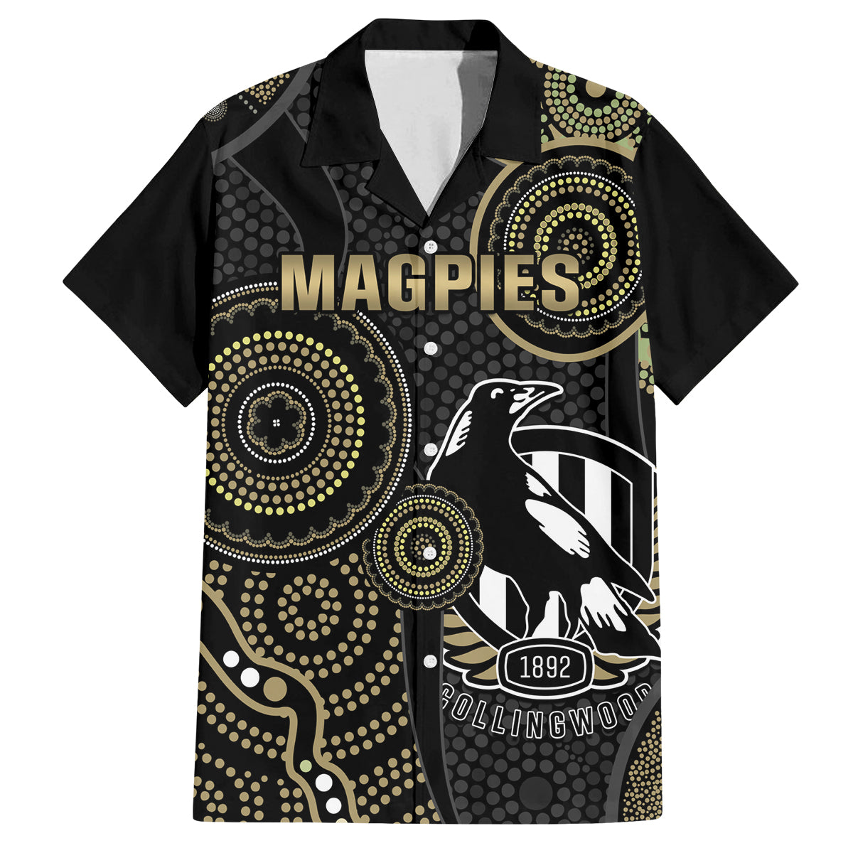 custom-afl-collingwood-family-matching-long-sleeve-bodycon-dress-and-hawaiian-shirt-indigenous-magpies-dynamic-version