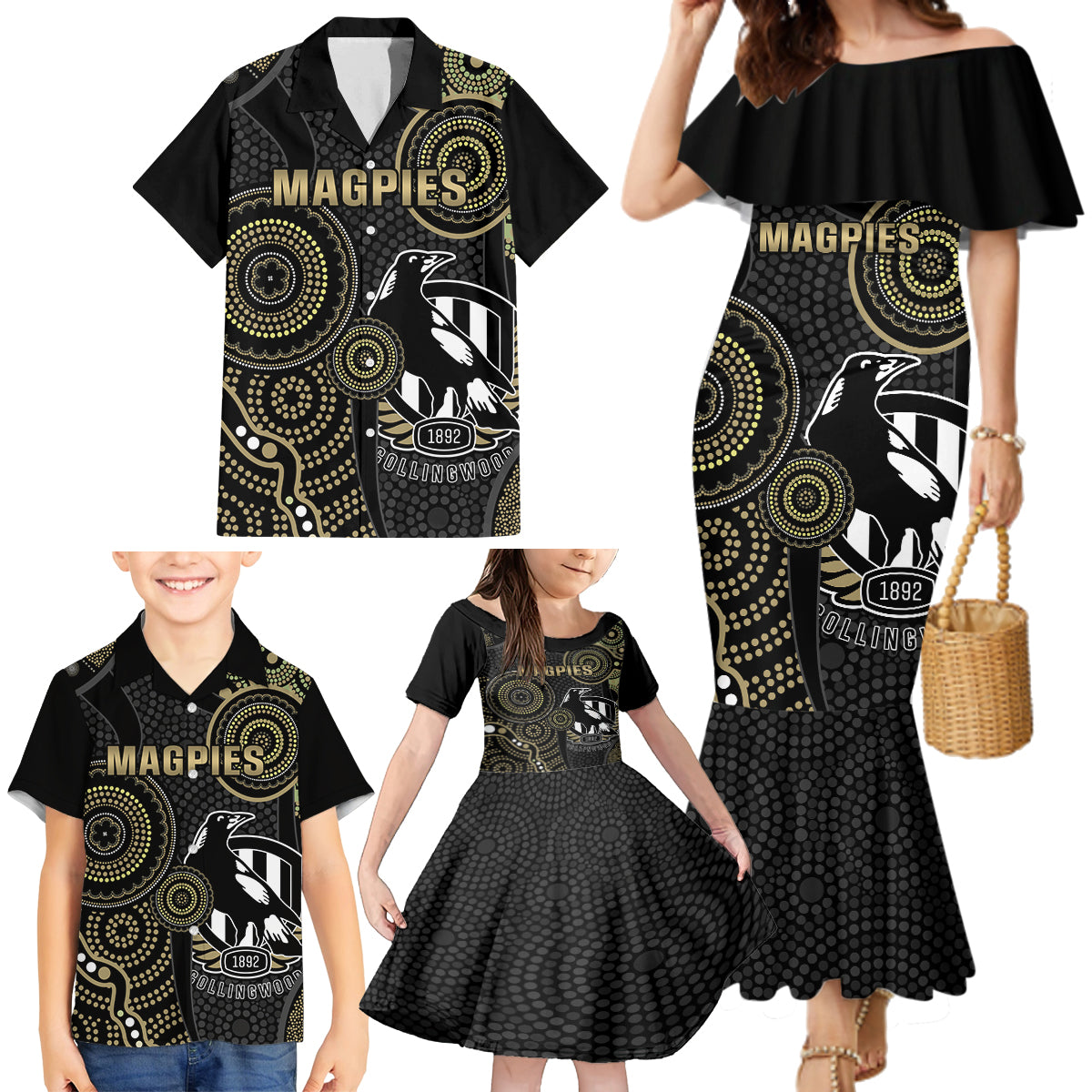 custom-afl-collingwood-family-matching-mermaid-dress-and-hawaiian-shirt-indigenous-magpies-dynamic-version