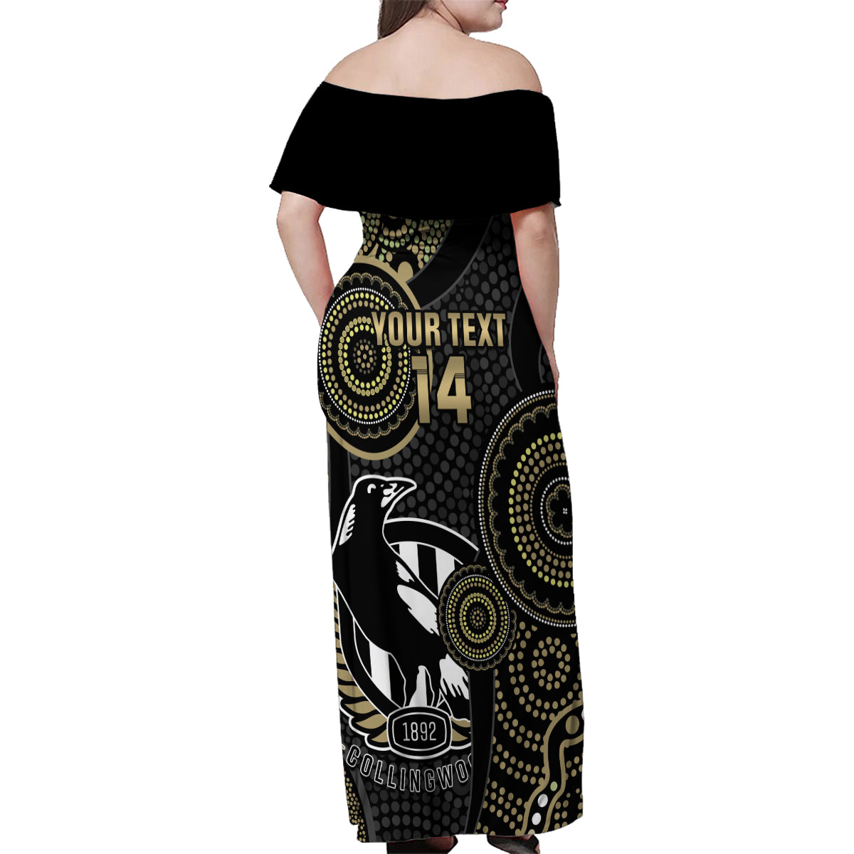 custom-afl-collingwood-family-matching-off-shoulder-maxi-dress-and-hawaiian-shirt-indigenous-magpies-dynamic-version