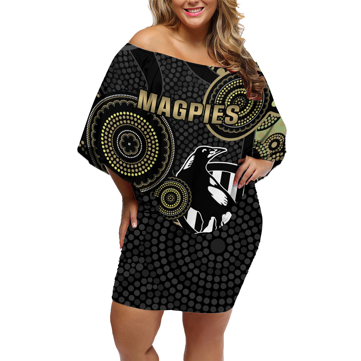 custom-afl-collingwood-family-matching-off-shoulder-short-dress-and-hawaiian-shirt-indigenous-magpies-dynamic-version