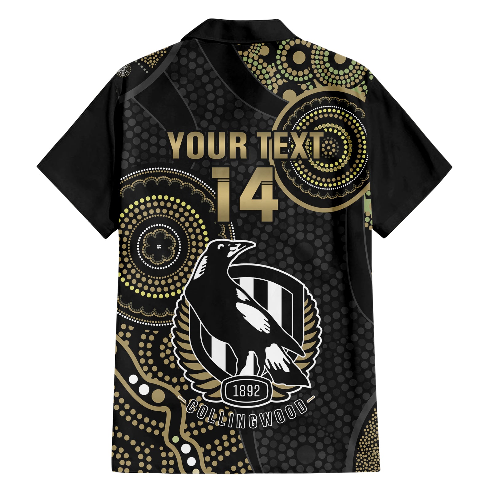 custom-afl-collingwood-family-matching-short-sleeve-bodycon-dress-and-hawaiian-shirt-indigenous-magpies-dynamic-version