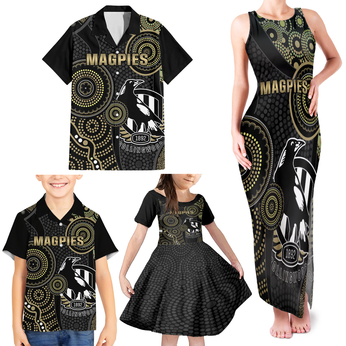 custom-afl-collingwood-family-matching-tank-maxi-dress-and-hawaiian-shirt-indigenous-magpies-dynamic-version