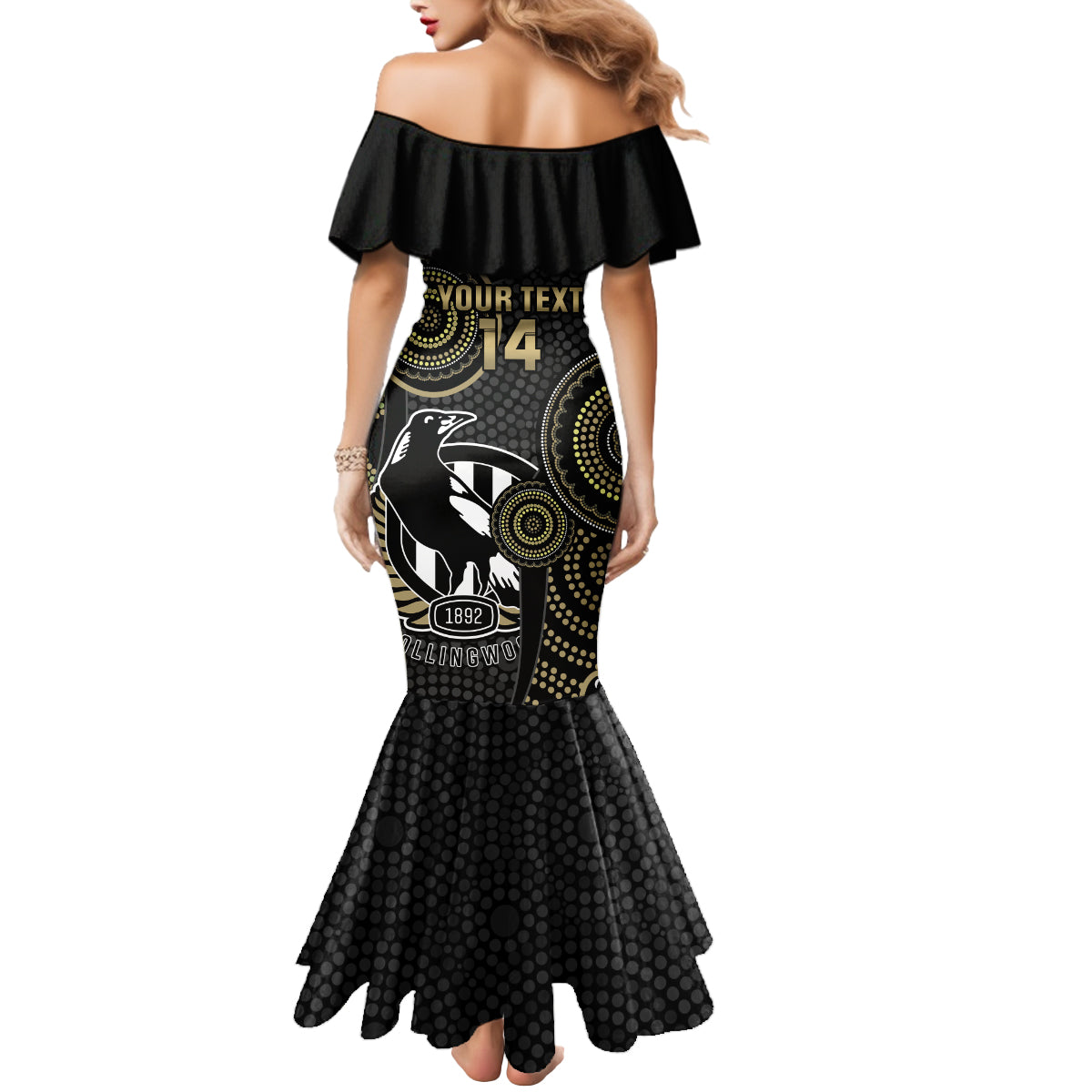 custom-afl-collingwood-mermaid-dress-indigenous-magpies-dynamic-version