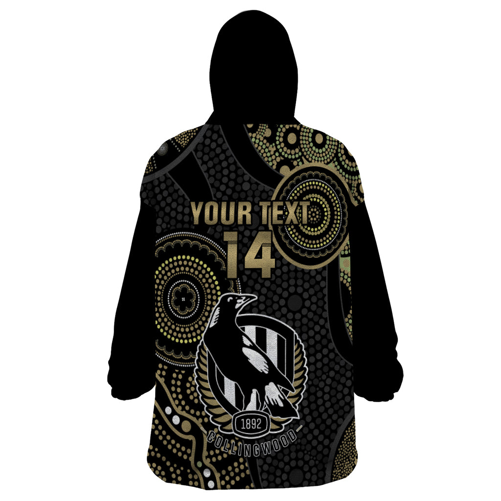 Custom AFL Collingwood Wearable Blanket Hoodie Indigenous Magpies Dynamic Version - Vibe Hoodie Shop