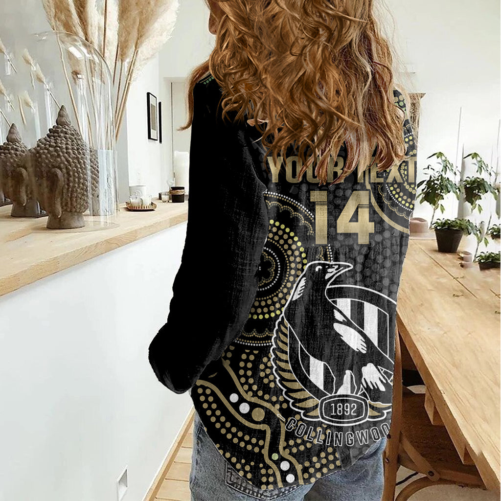Custom AFL Collingwood Women Casual Shirt Indigenous Magpies Dynamic Version - Vibe Hoodie Shop