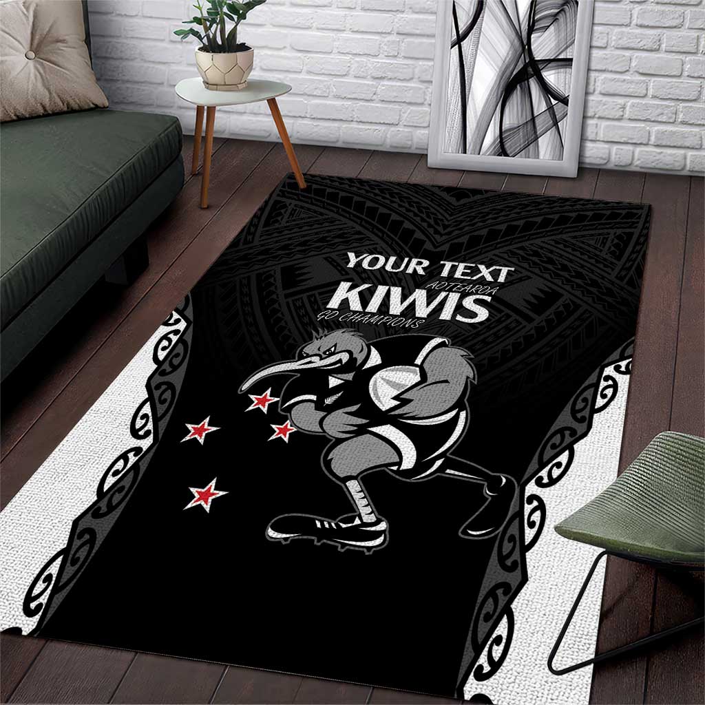 Aotearoa Rugby Custom Area Rug Maori Kiwi - Mascot Style - Vibe Hoodie Shop