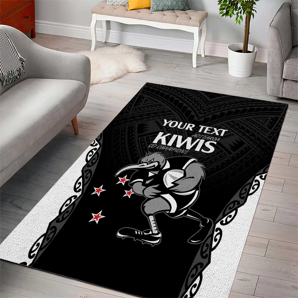 Aotearoa Rugby Custom Area Rug Maori Kiwi - Mascot Style - Vibe Hoodie Shop