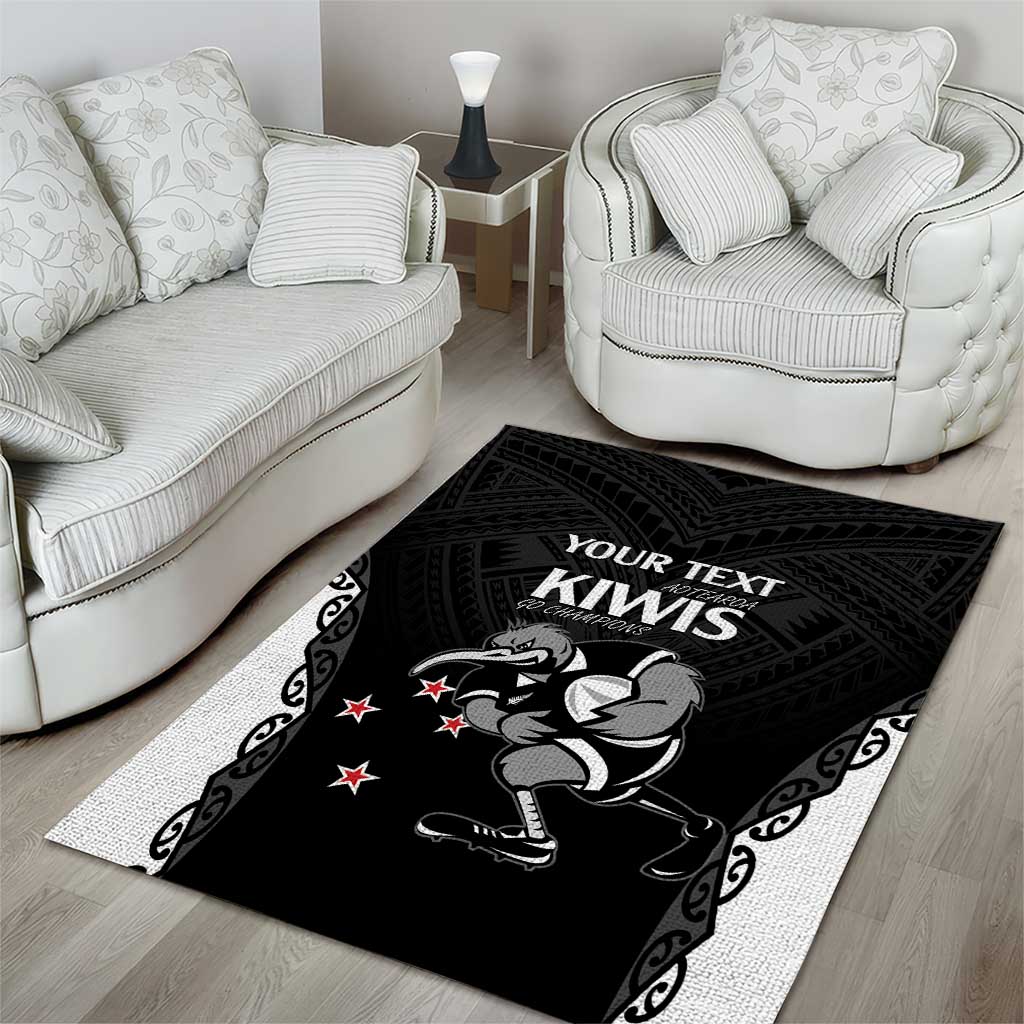 Aotearoa Rugby Custom Area Rug Maori Kiwi - Mascot Style - Vibe Hoodie Shop