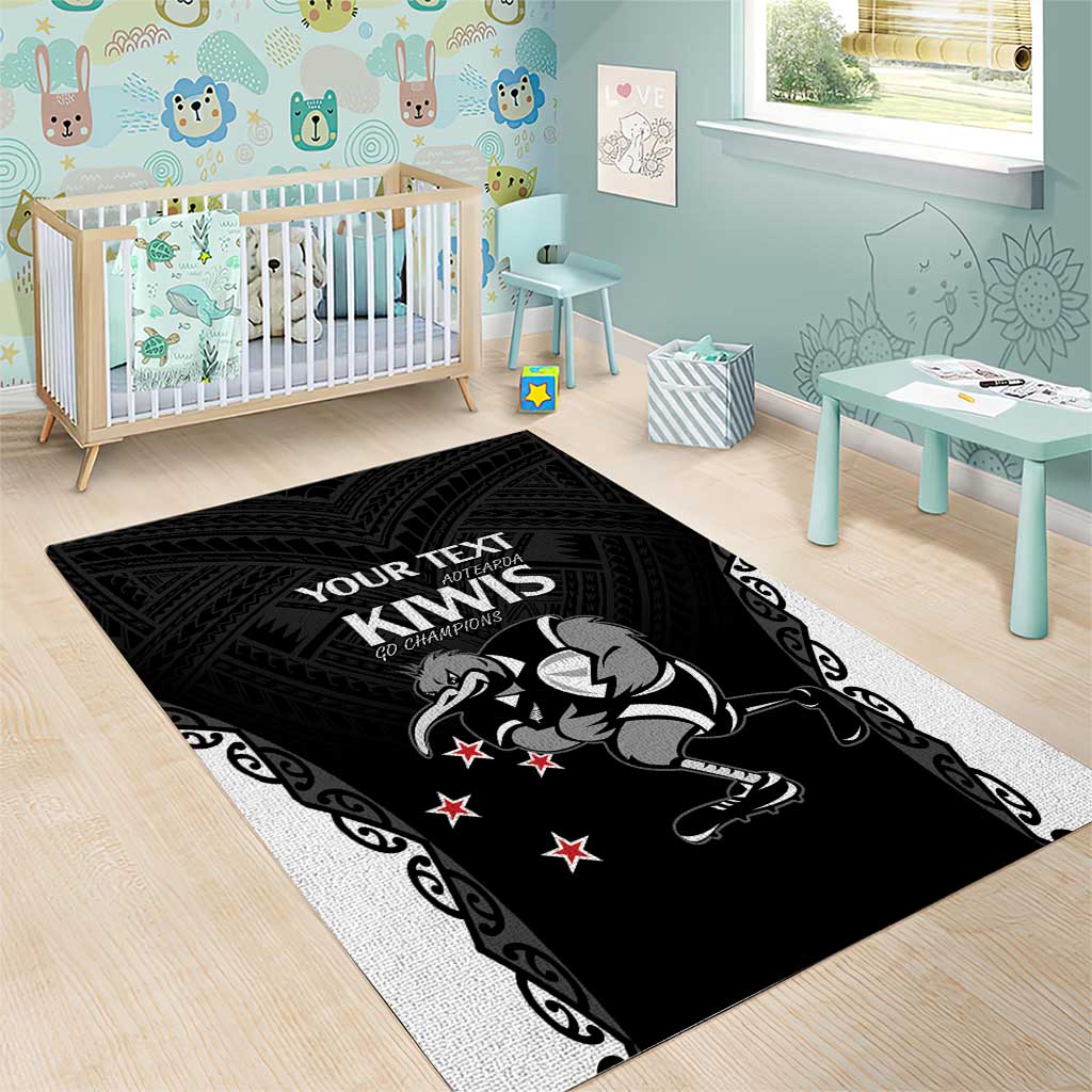 Aotearoa Rugby Custom Area Rug Maori Kiwi - Mascot Style - Vibe Hoodie Shop