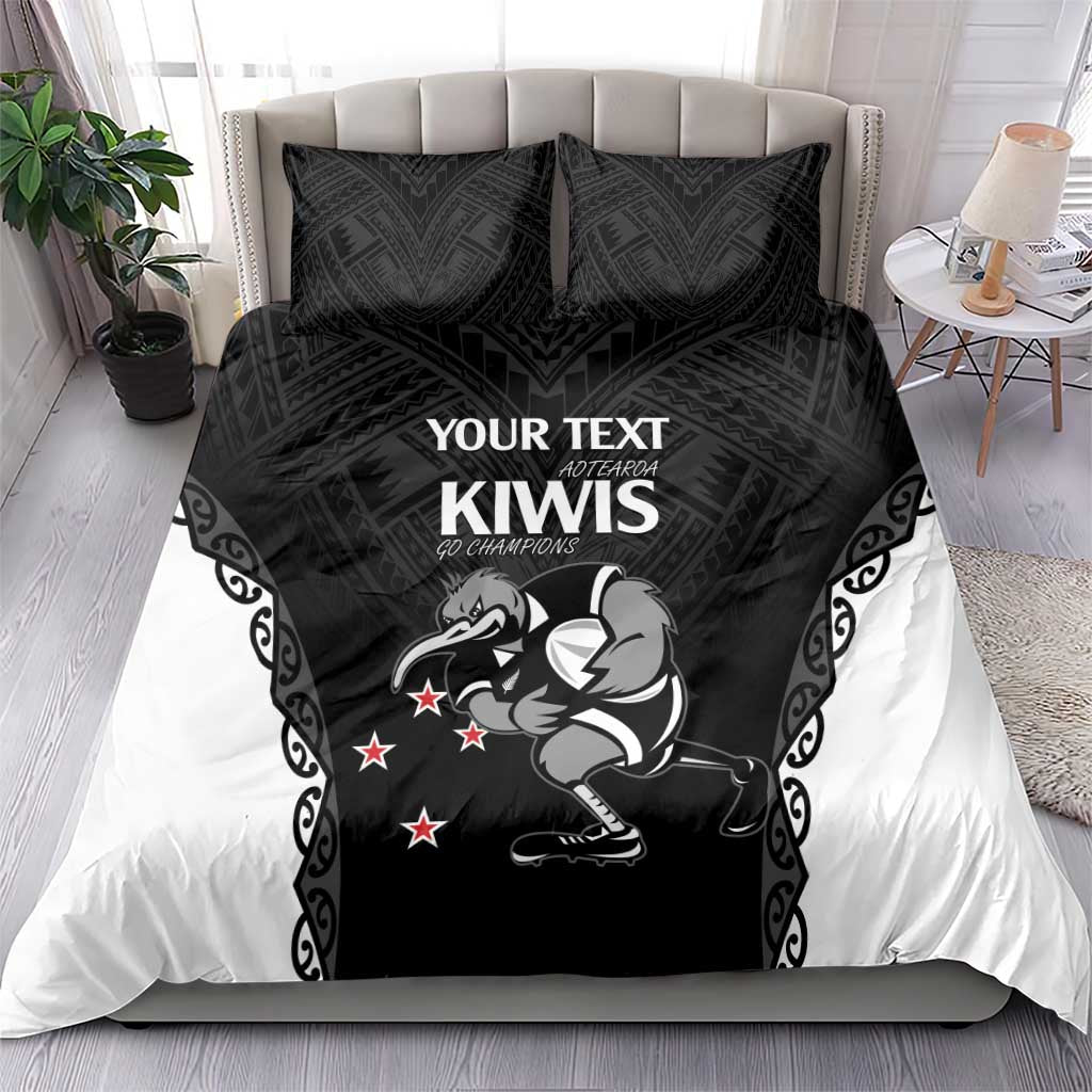 Aotearoa Rugby Custom Bedding Set Maori Kiwi - Mascot Style - Vibe Hoodie Shop