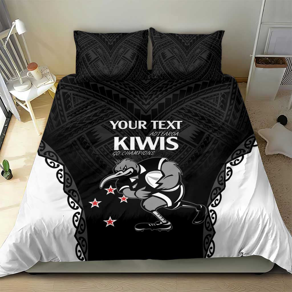 Aotearoa Rugby Custom Bedding Set Maori Kiwi - Mascot Style - Vibe Hoodie Shop