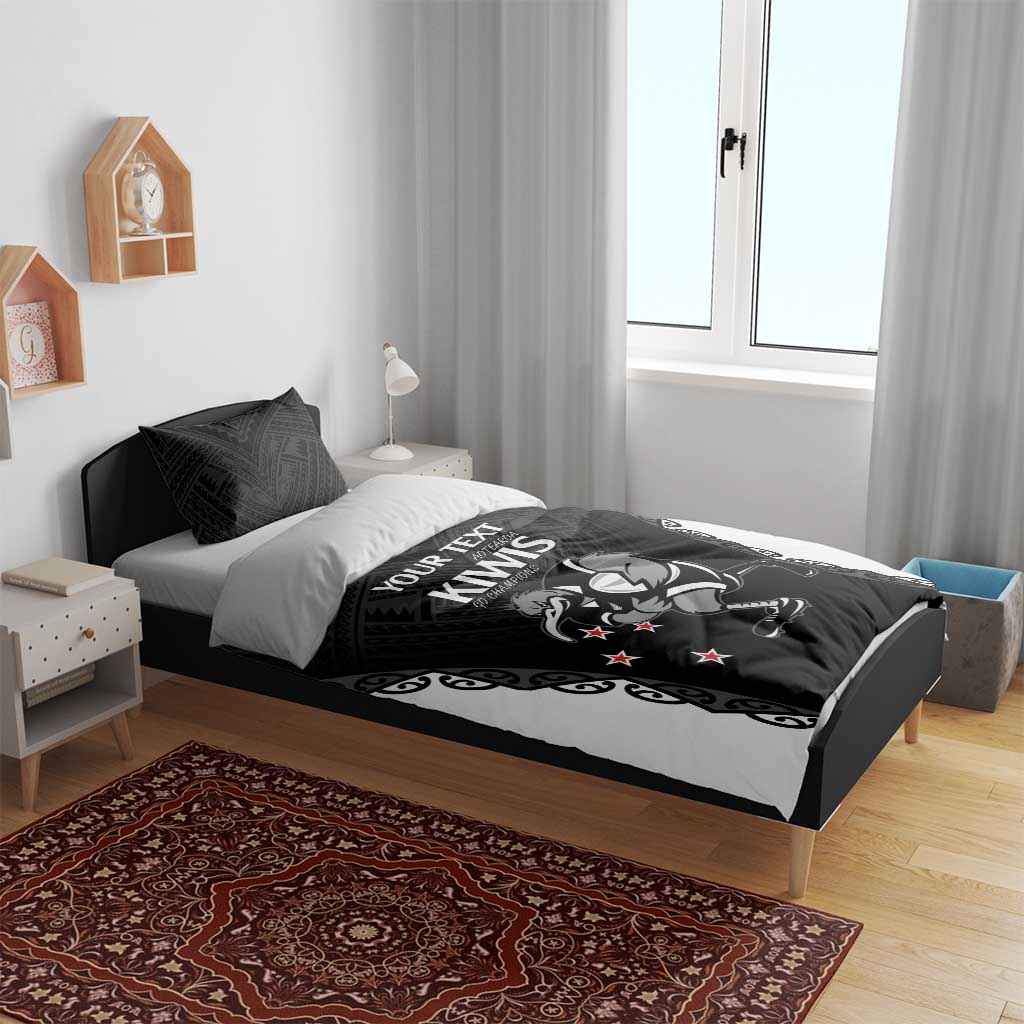 Aotearoa Rugby Custom Bedding Set Maori Kiwi - Mascot Style - Vibe Hoodie Shop
