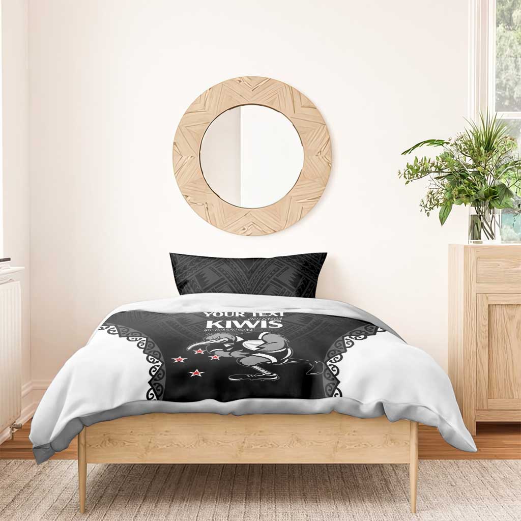 Aotearoa Rugby Custom Bedding Set Maori Kiwi - Mascot Style - Vibe Hoodie Shop