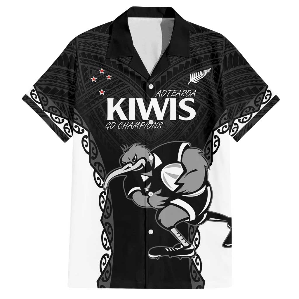 Aotearoa Rugby Custom Family Matching Tank Maxi Dress and Hawaiian Shirt Maori Kiwi - Mascot Style