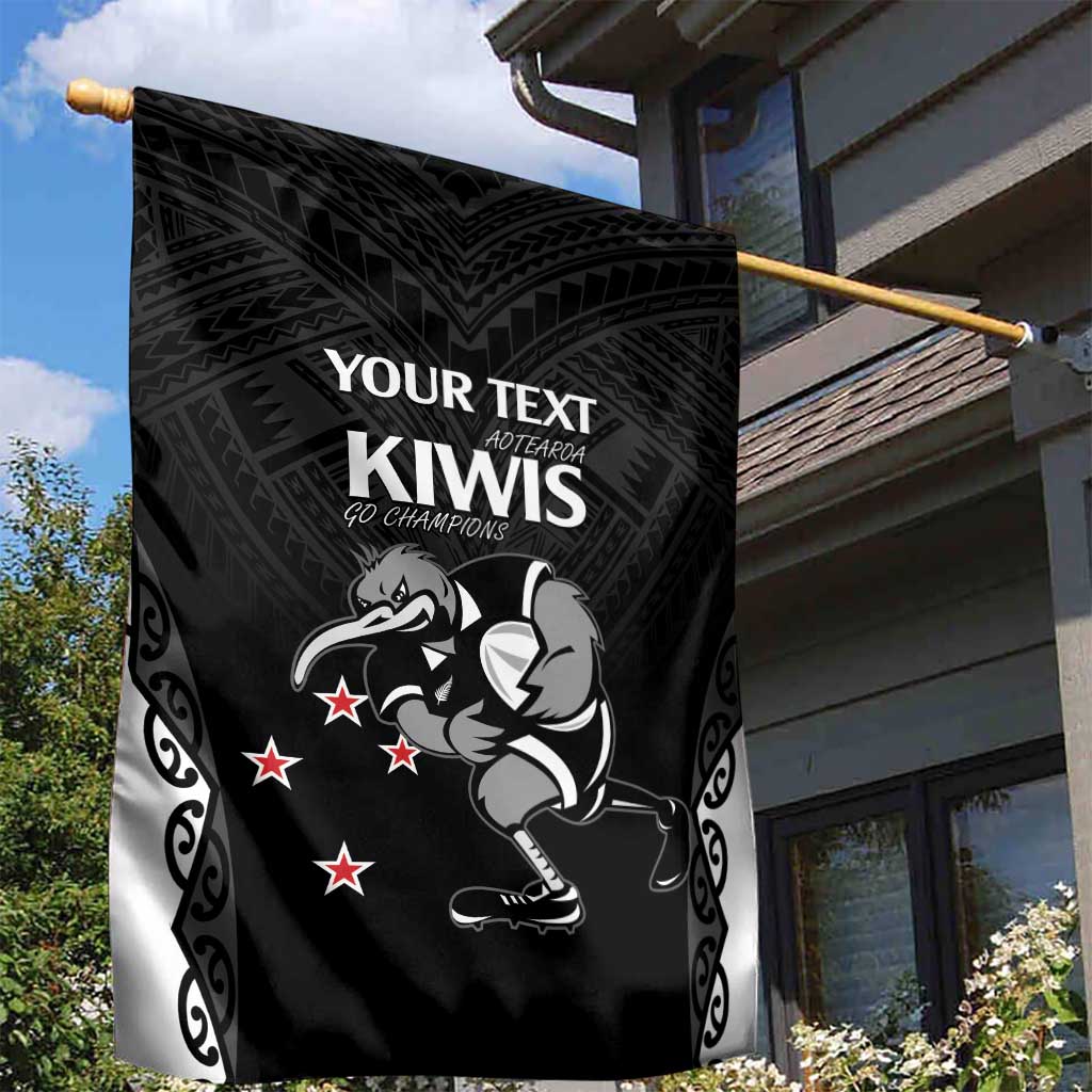 Aotearoa Rugby Custom Garden Flag Maori Kiwi - Mascot Style - Vibe Hoodie Shop