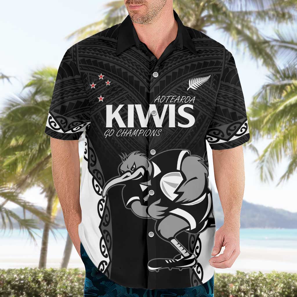 Aotearoa Rugby Custom Hawaiian Shirt Maori Kiwi - Mascot Style - Vibe Hoodie Shop