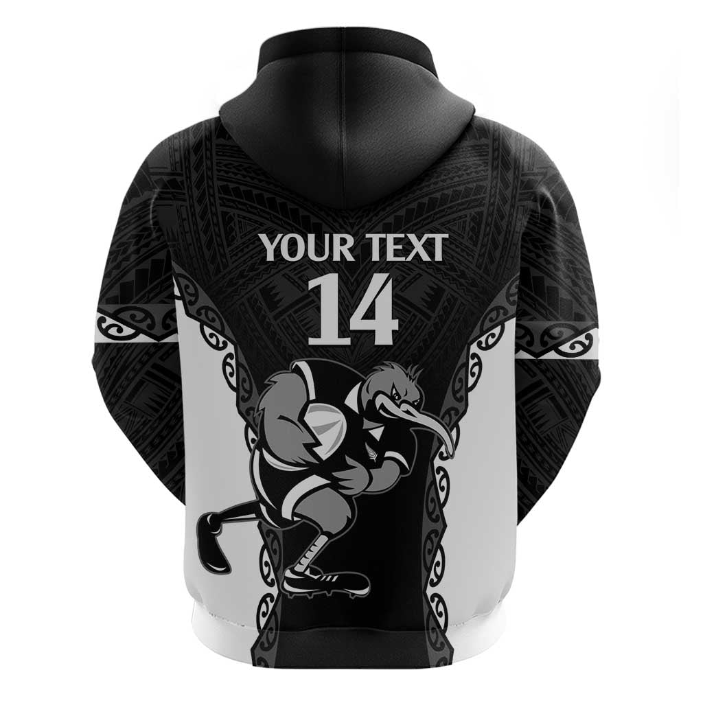 Aotearoa Rugby Custom Hoodie Maori Kiwi - Mascot Style - Vibe Hoodie Shop