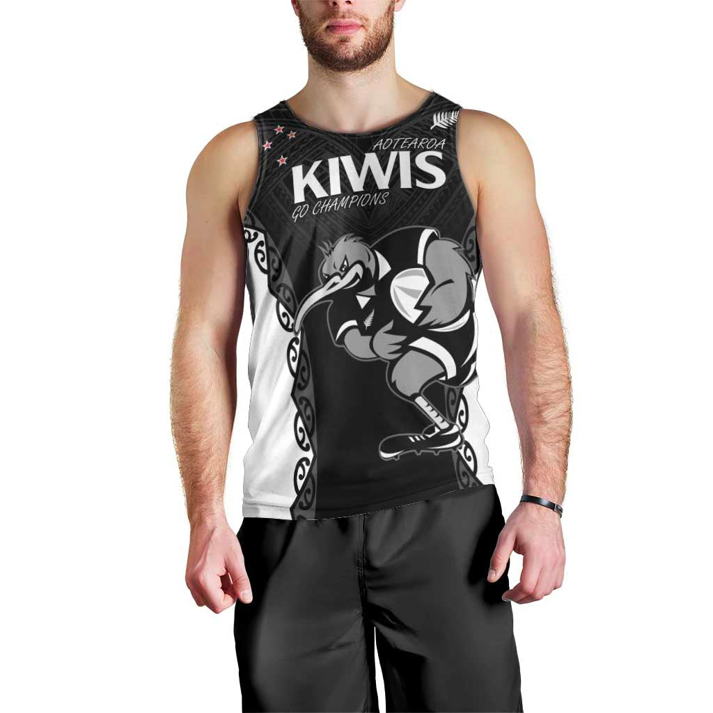 Aotearoa Rugby Custom Men Tank Top Maori Kiwi - Mascot Style - Vibe Hoodie Shop