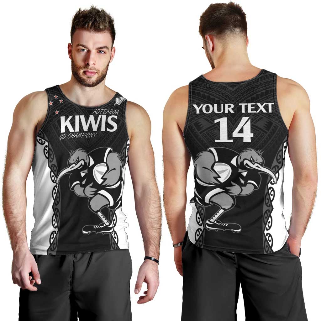 Aotearoa Rugby Custom Men Tank Top Maori Kiwi - Mascot Style - Vibe Hoodie Shop