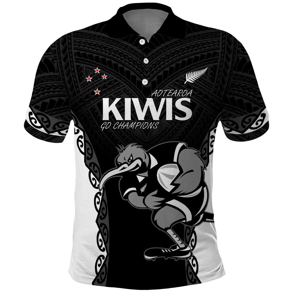 Aotearoa Rugby Custom Polo Shirt Maori Kiwi - Mascot Style - Vibe Hoodie Shop