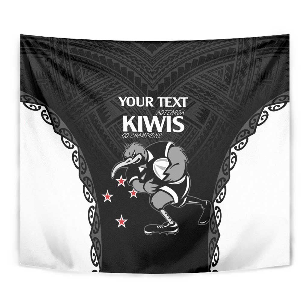 Aotearoa Rugby Custom Tapestry Maori Kiwi - Mascot Style - Vibe Hoodie Shop