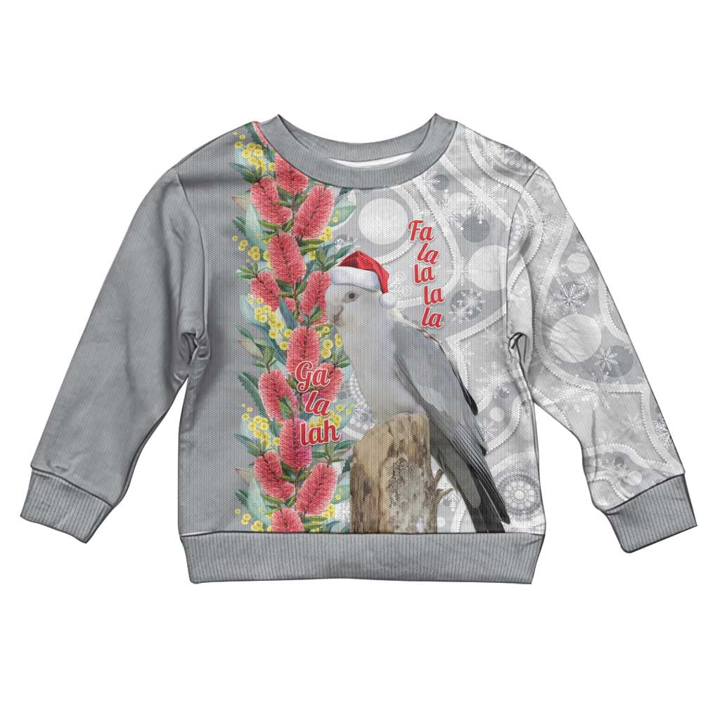 Blue Galah Mutation Christmas Australia Kid Ugly Christmas Sweater Falalalala Galalah Bottlebrush Grey Aboriginal Art - Vibe Hoodie