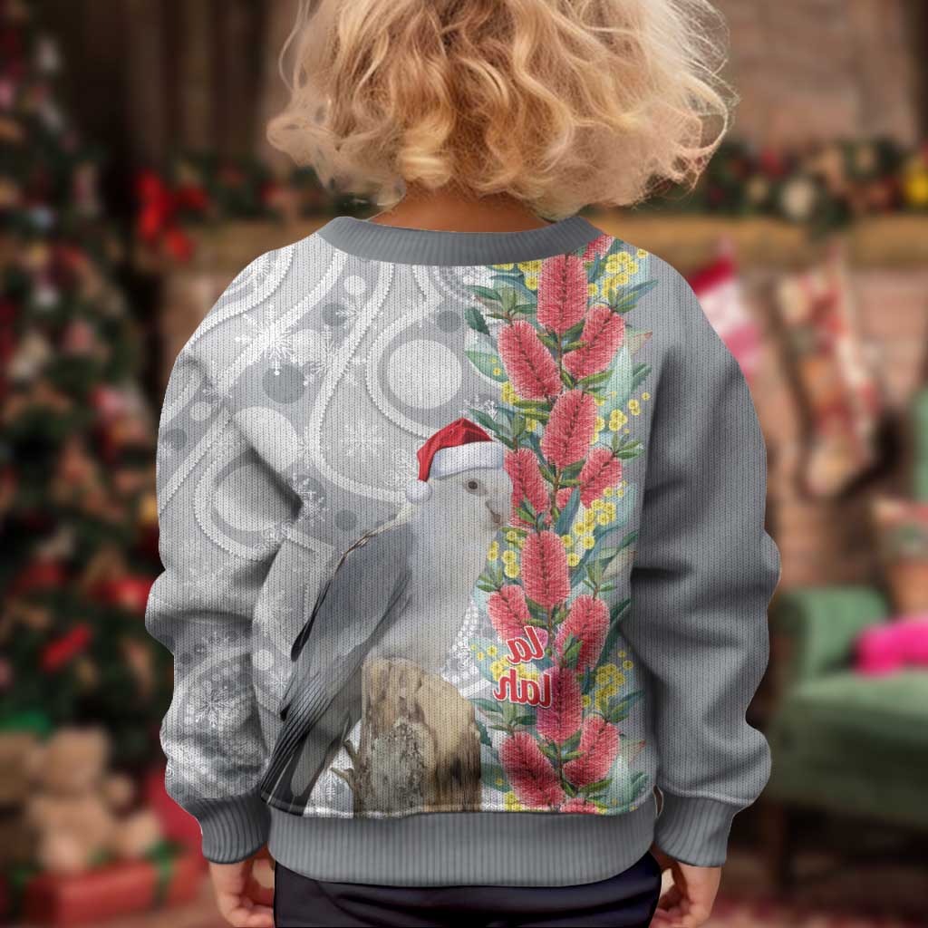 Blue Galah Mutation Christmas Australia Kid Ugly Christmas Sweater Falalalala Galalah Bottlebrush Grey Aboriginal Art - Vibe Hoodie