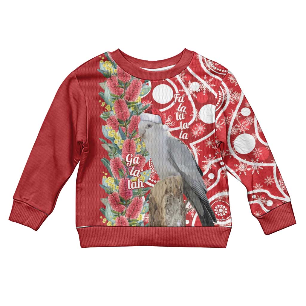 Blue Galah Mutation Christmas Australia Kid Ugly Christmas Sweater Falalalala Galalah Bottlebrush Red Aboriginal Art - Vibe Hoodie