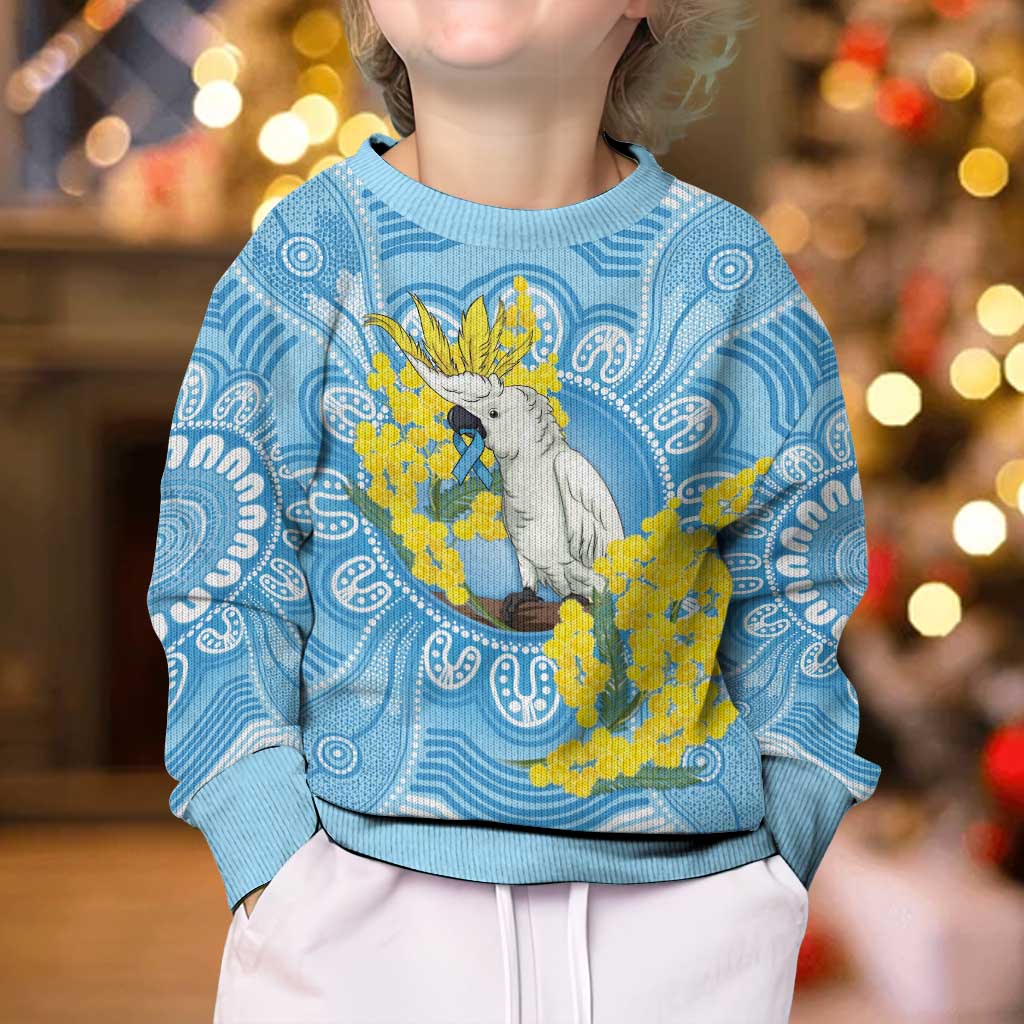 World Diabetes Day Australia Kid Ugly Christmas Sweater Yellow-crested Cockatoo Golden Wattle Aboriginal - Vibe Hoodie