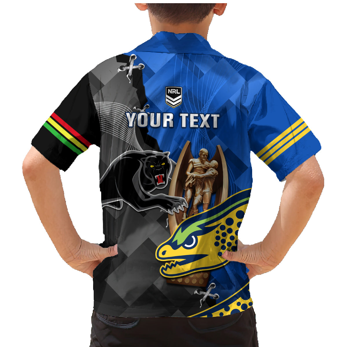 personalised-panthers-and-eels-family-matching-mermaid-dress-and-hawaiian-shirt-sporty-version