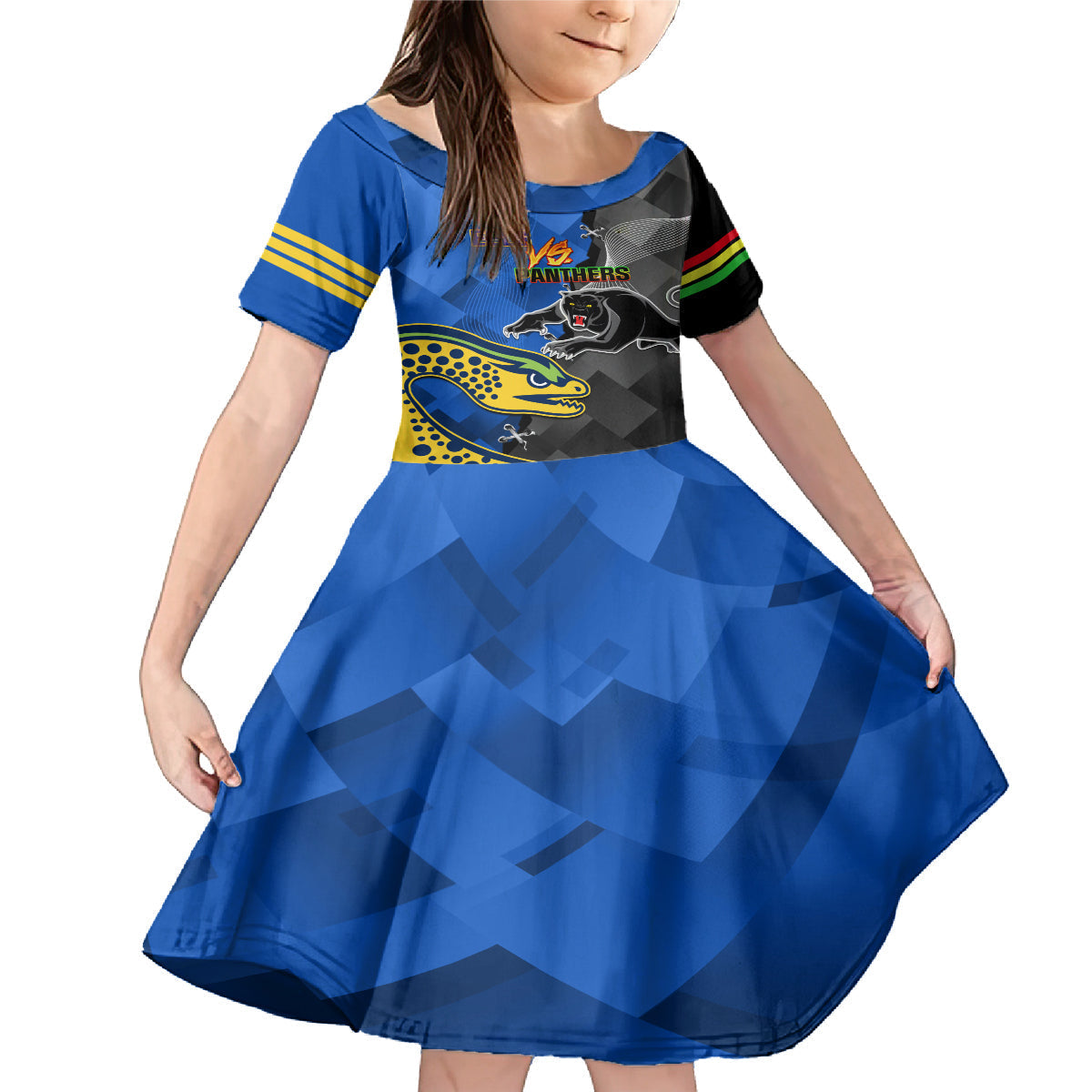personalised-panthers-and-eels-family-matching-mermaid-dress-and-hawaiian-shirt-sporty-version