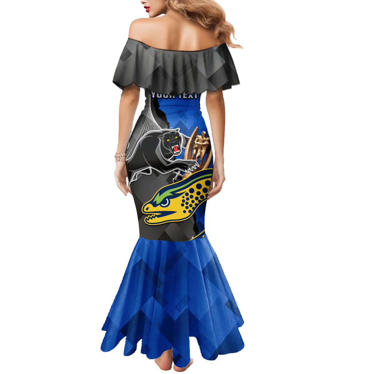 personalised-panthers-and-eels-family-matching-mermaid-dress-and-hawaiian-shirt-sporty-version