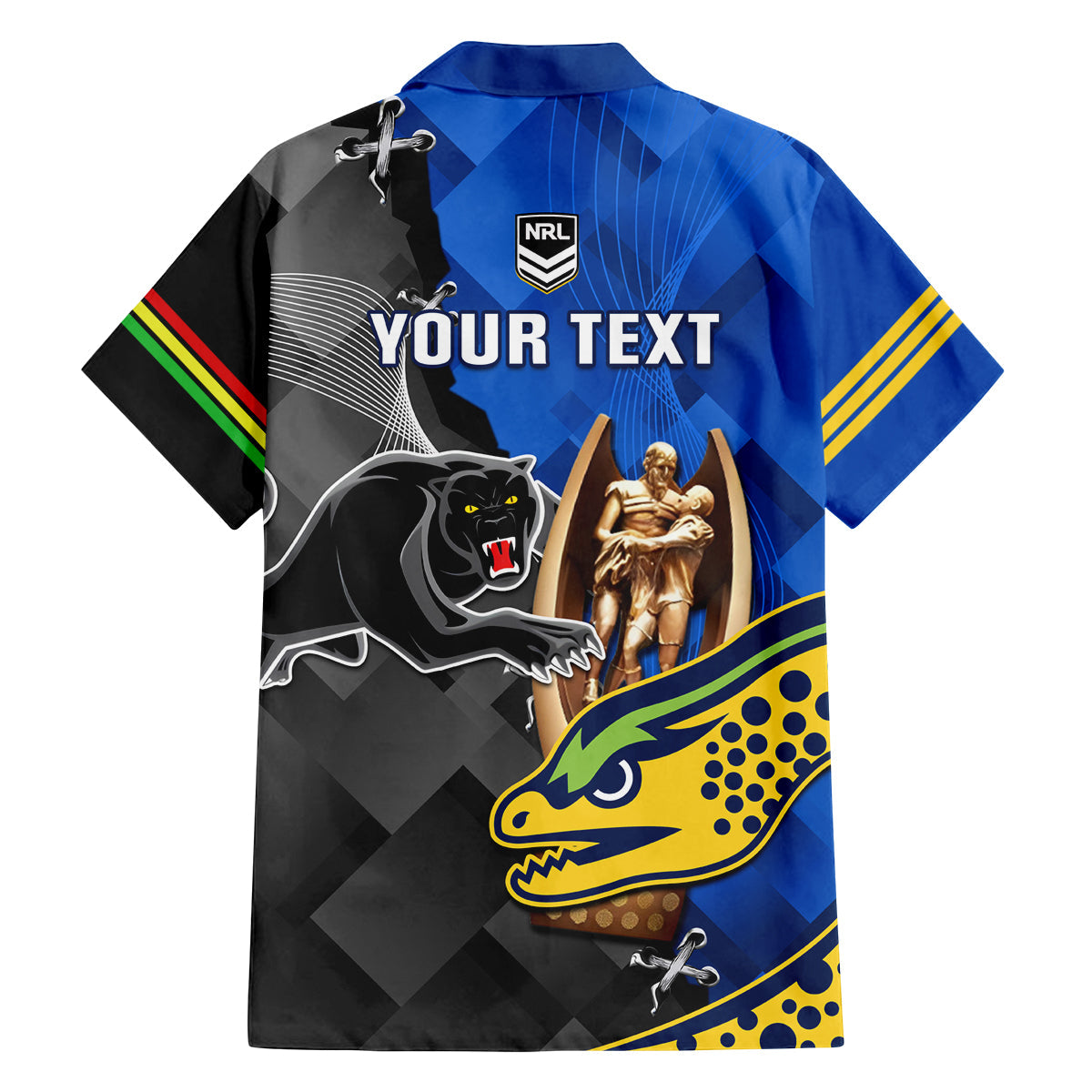 personalised-panthers-and-eels-family-matching-off-shoulder-maxi-dress-and-hawaiian-shirt-sporty-version