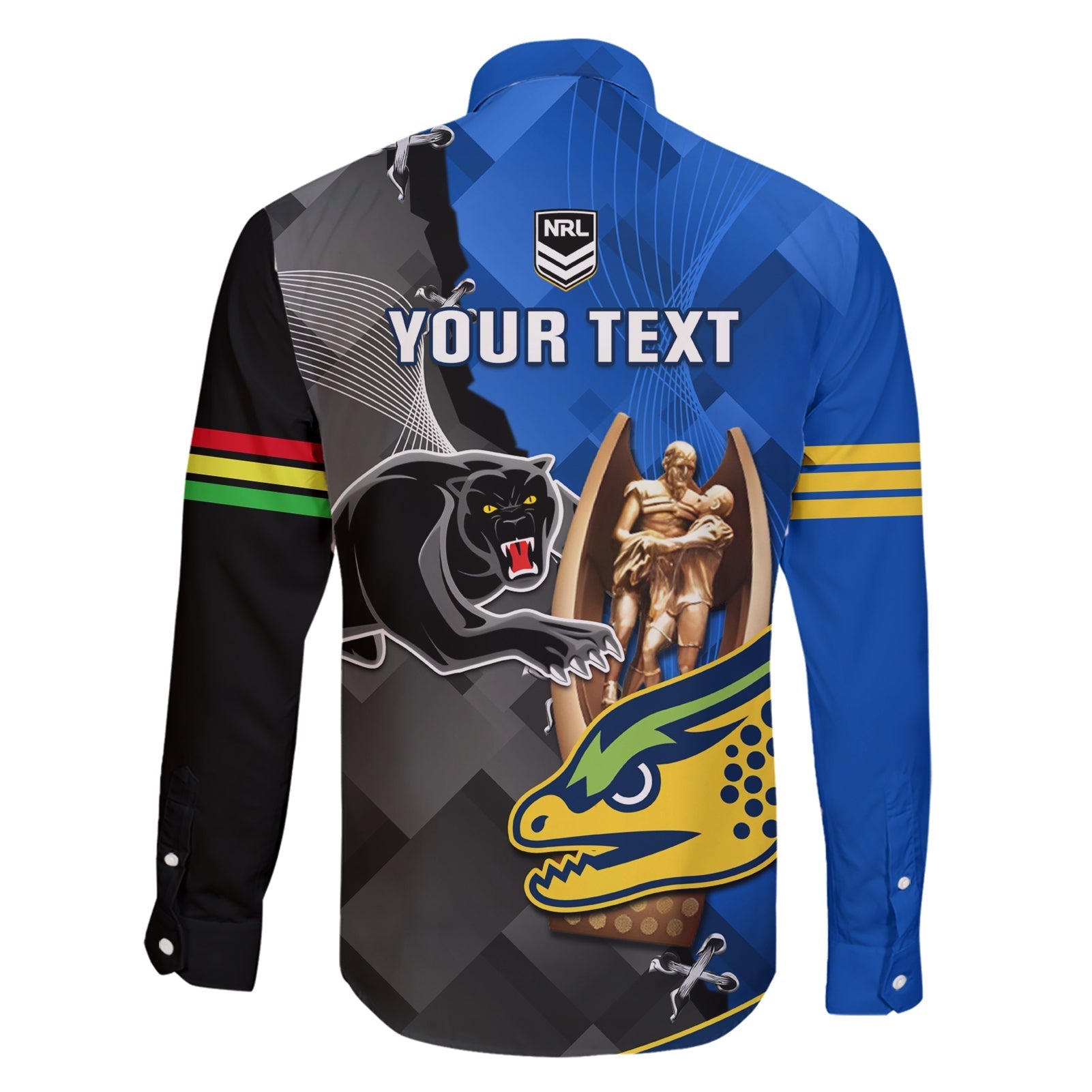 personalised-panthers-and-eels-family-matching-short-sleeve-bodycon-dress-and-hawaiian-shirt-sporty-version